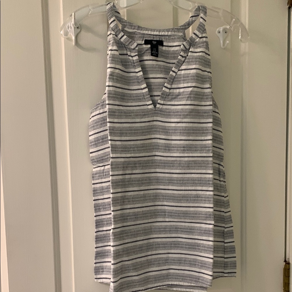 Striped Gray/Blue Sleeveless Top
